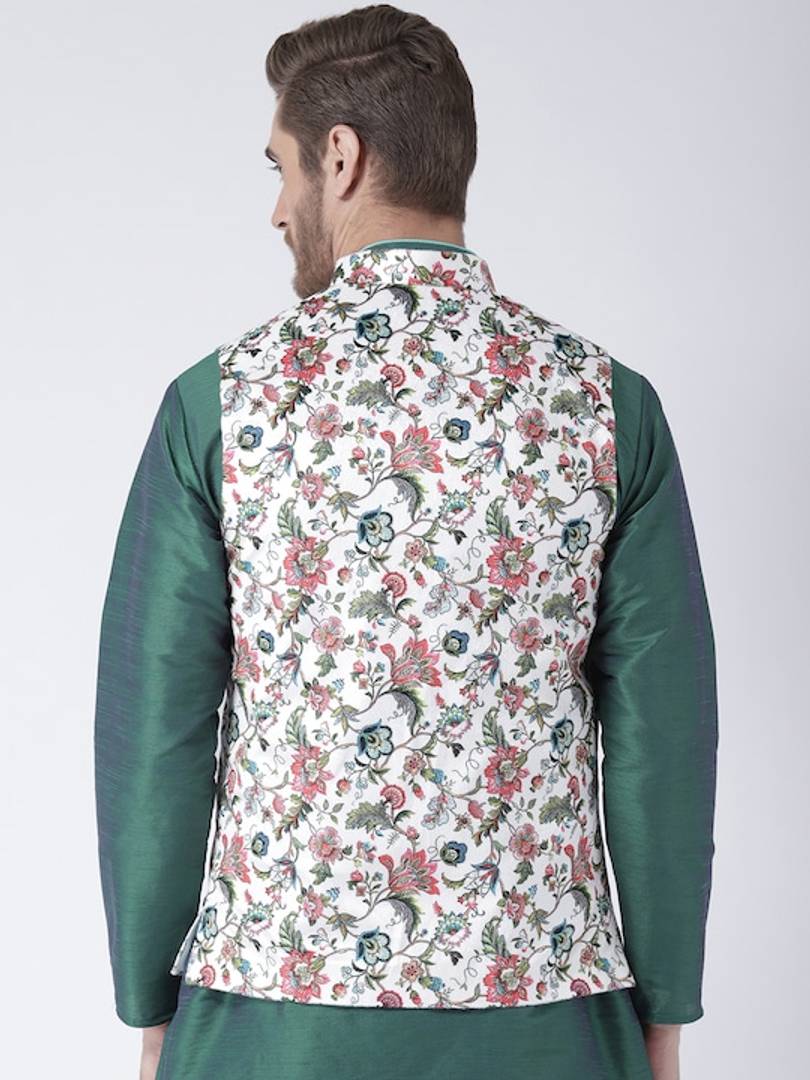 Men's Multicoloured 
Cotton Blend
 Printed Nehru Jackets